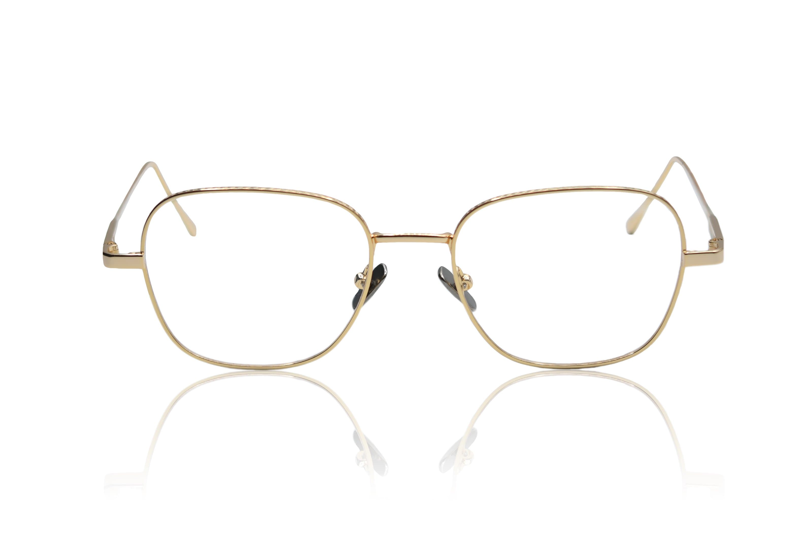 Bright Gold Square Metal Eyeglasses | SPECS