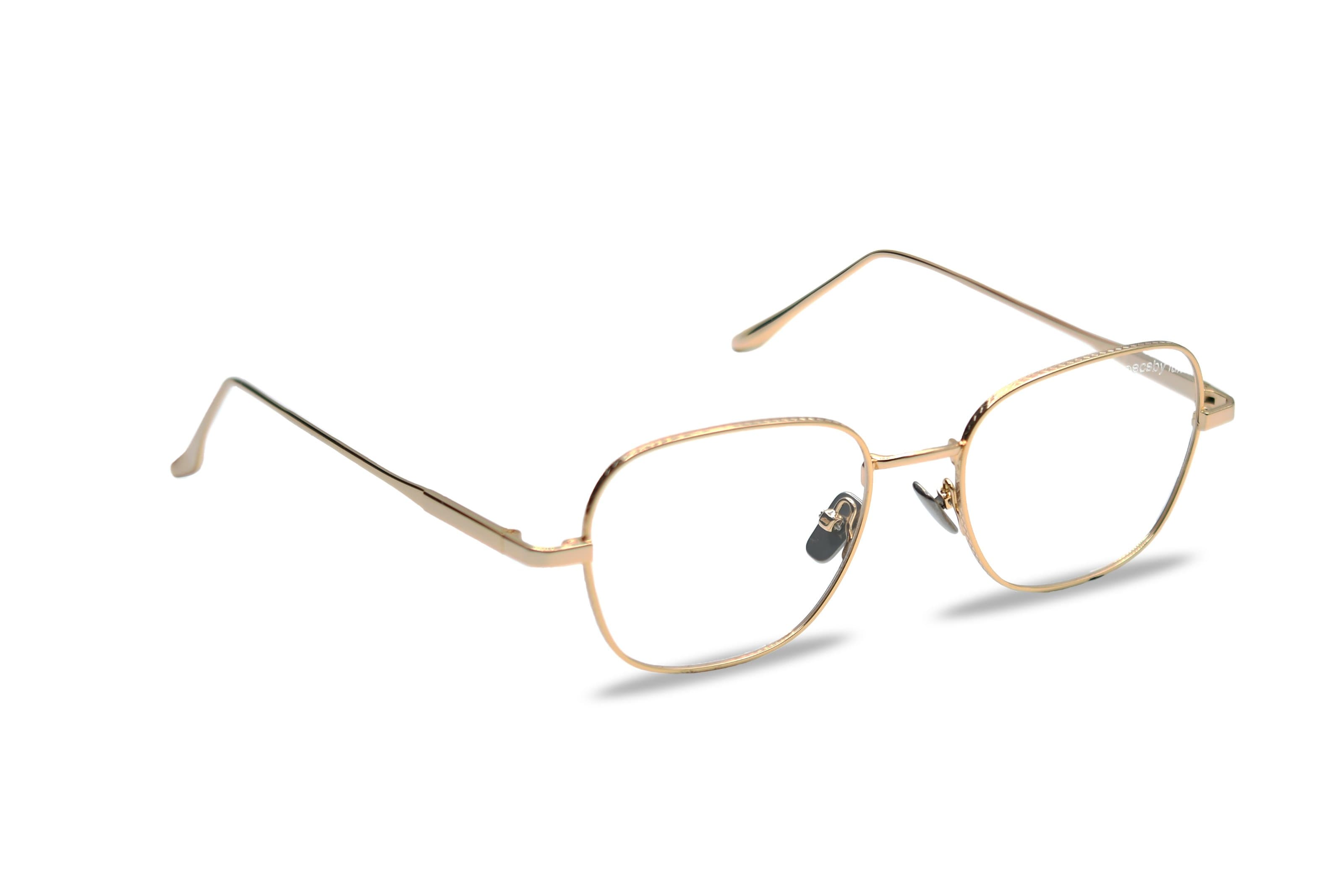 Bright Gold Square Metal Eyeglasses | SPECS